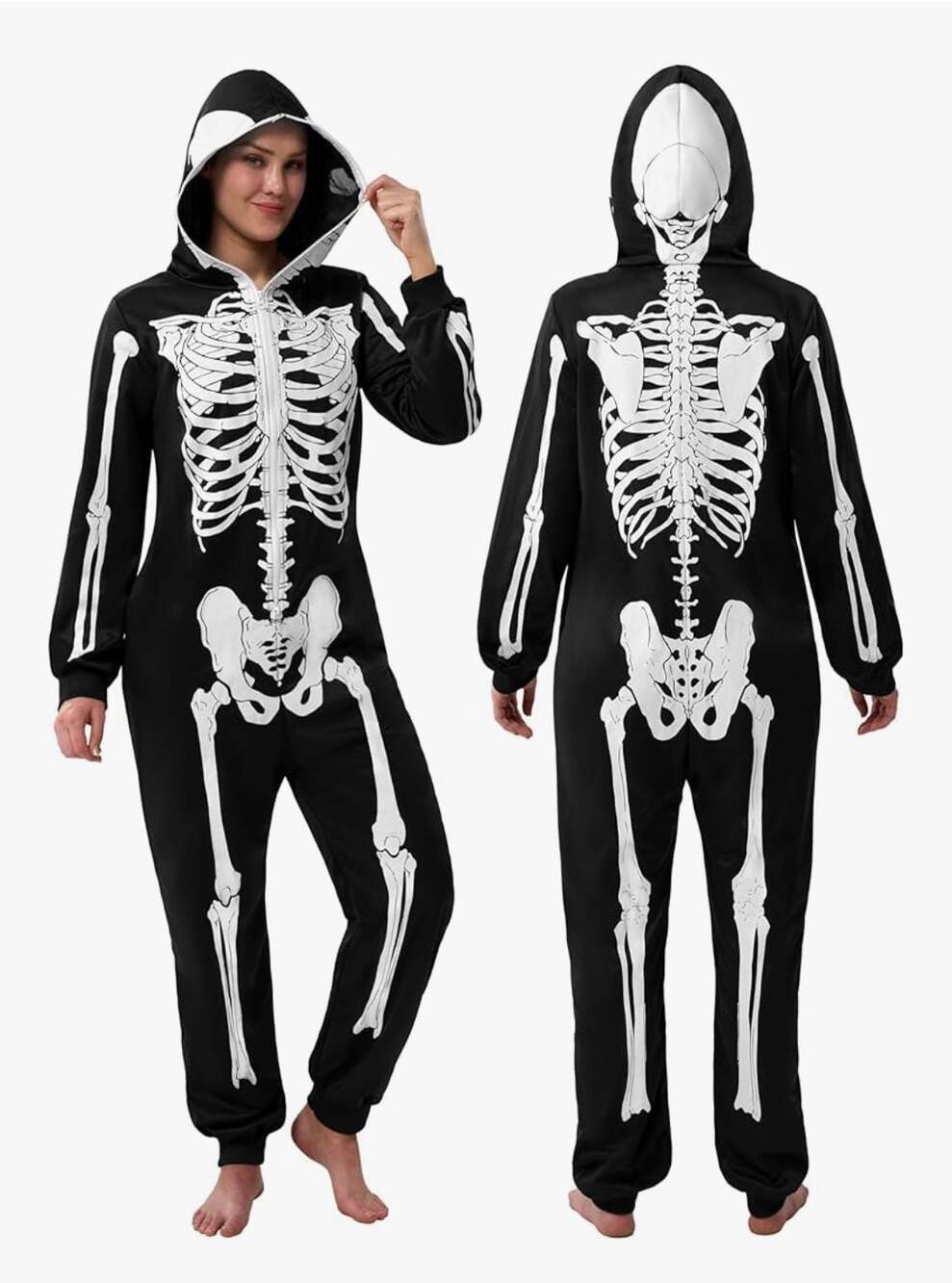 Spooktacular Creations Adult Skeleton Glow in the Dark Pajama Onesie